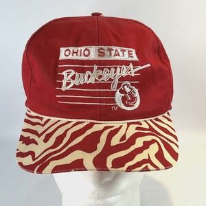 Vintage Ohio State Buckeyes Hat Cap Snap Back Zubaz Style Spell Out Rope Brim